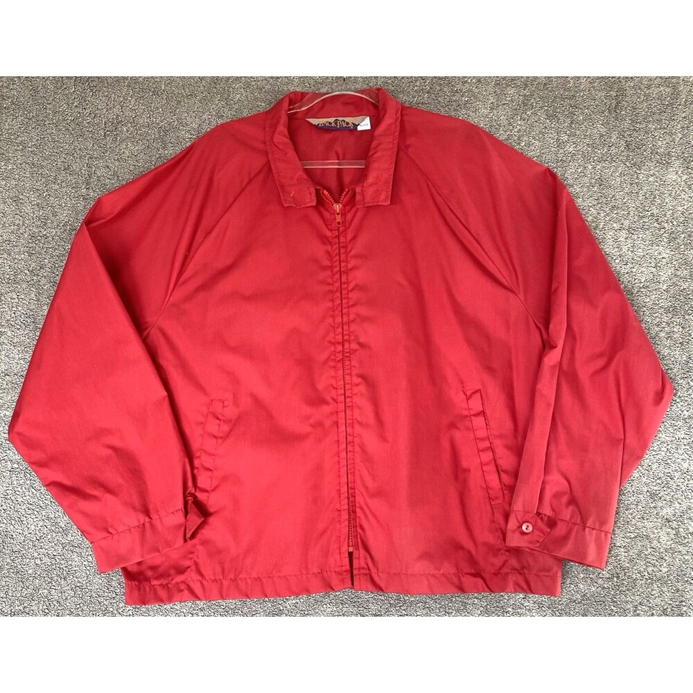 Vtg Back Pack Brand Men's Windbreaker Jacket Long Sleeve Red Made in USA Size XL